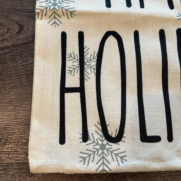 Happy Holidays Snowflake Indoor/Outdoor Winter Neutral Pillow Cover NWOT - Picture 4 of 7